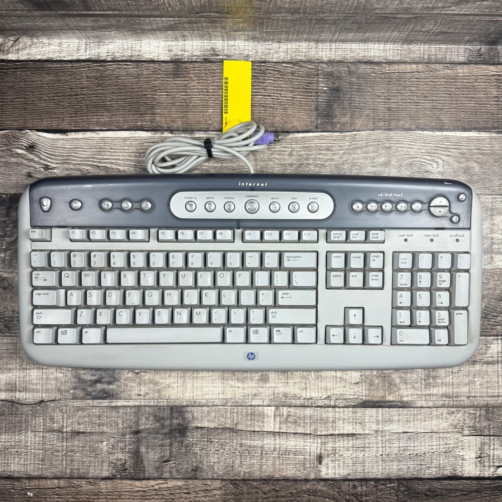 HP SK-2560 Internet Multimedia Keyboard PS/2 Wired Grey Navy 5185-1596 Vintage